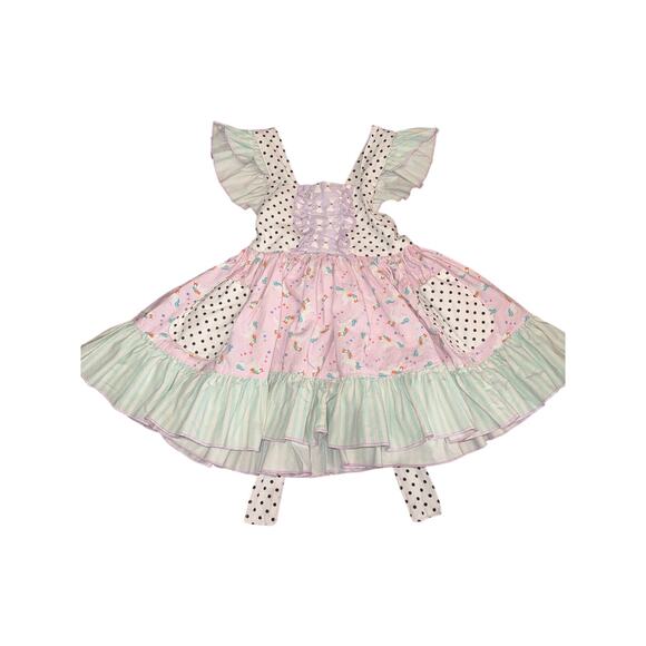 Olive Mae Handmade Unicorn Dress 2T Polka Dots Ruffles EUC Boutique Quality - Picture 7 of 8